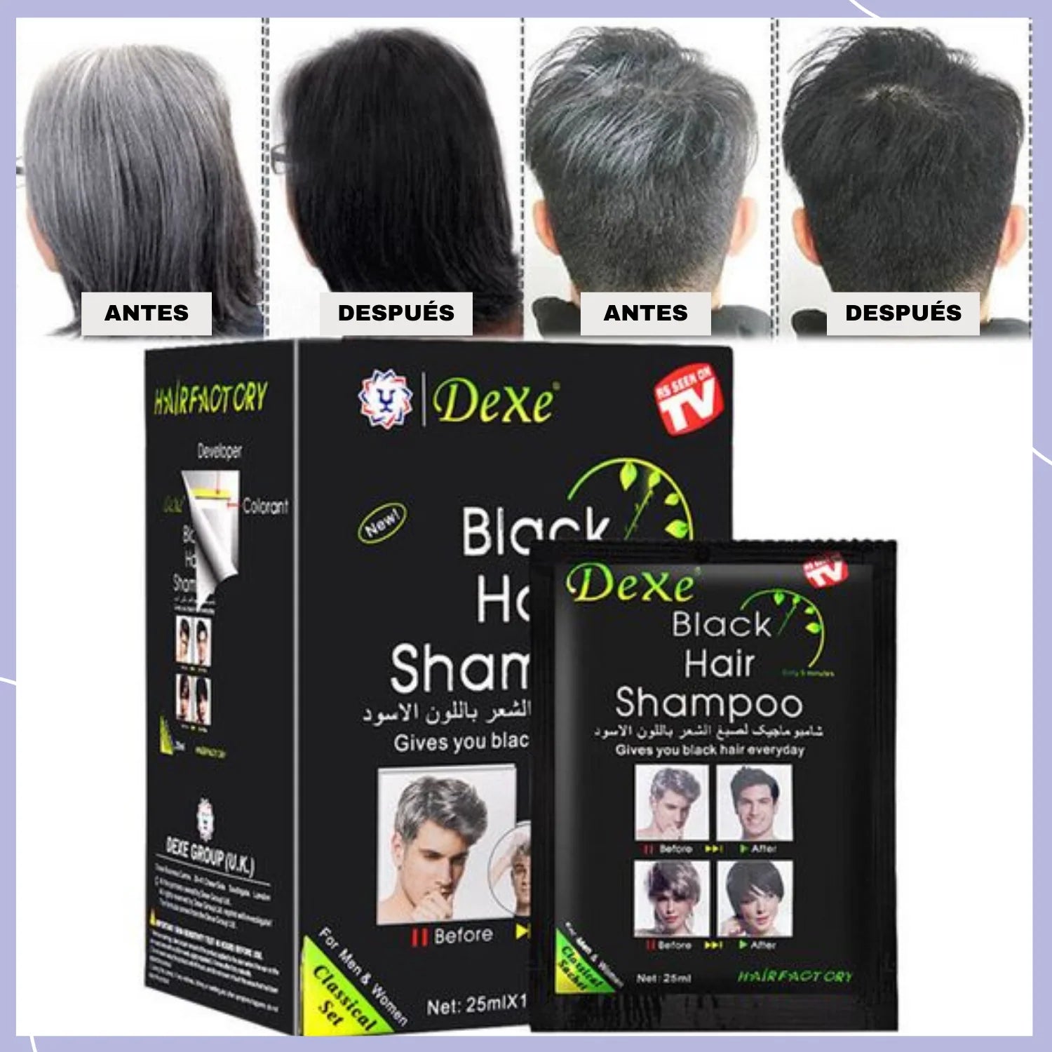 Dexe - Shampoo Pinta Canas Negro - CAJAx10